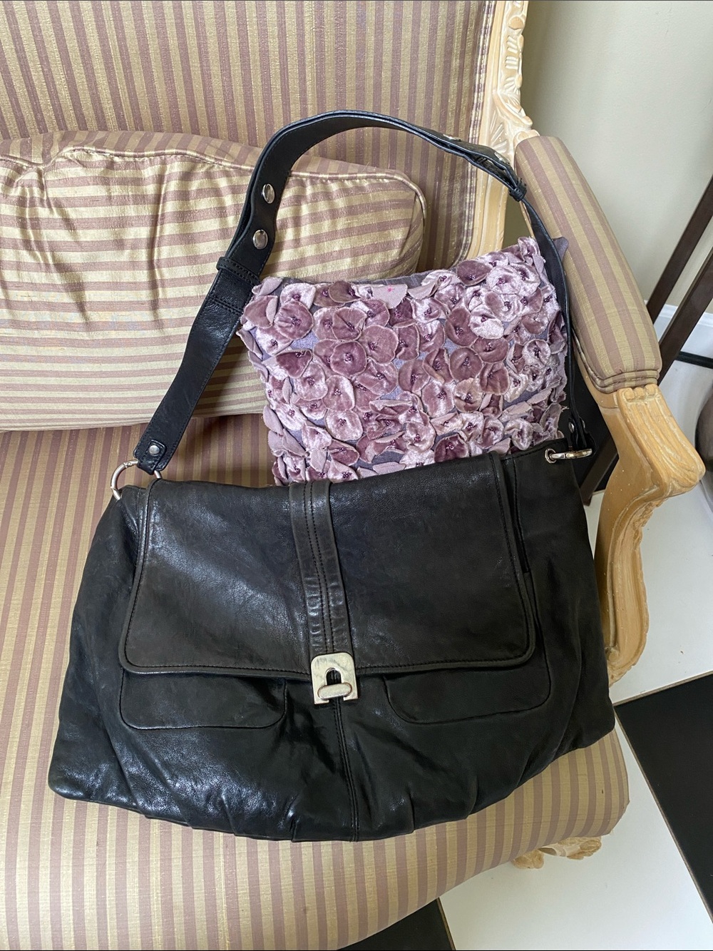 Kooba Black Leather Shoulder Bag - large